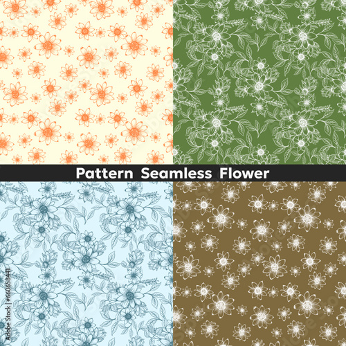 Pattern floral seamless  hand drawn outline  flowers Luxury on background