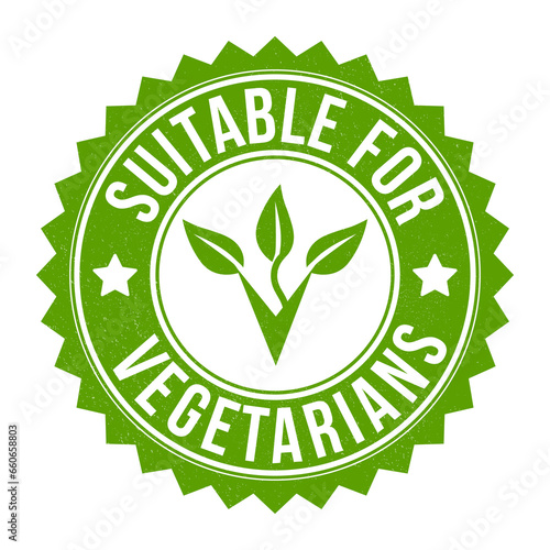 Suitable For Vegetarians Rubber Stamp, Leaf Badge, Sticker, Emblem, Vegetable Foods Design Element, Plants Food Packaging Label Seal, Product Label Design With Grunge Texture