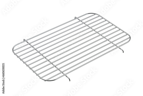 Empty metal oven grid on transparent background photo