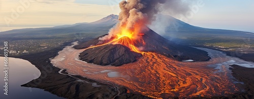 view of active volcan