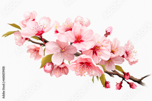 cherry blossom flower isolated on white background with clipping path. © mila103
