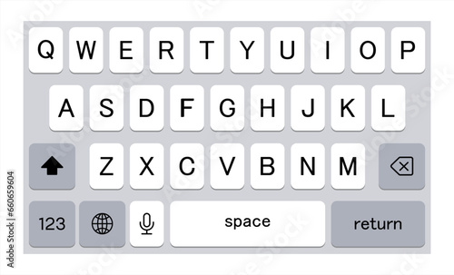 vector modern keyboard of smartphone, vector illustration 10 eps.