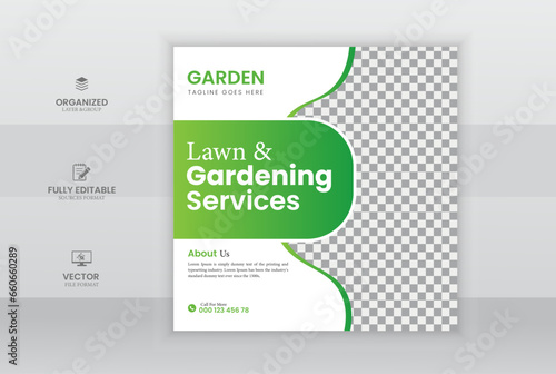 Lawn and gardening service social media post design 