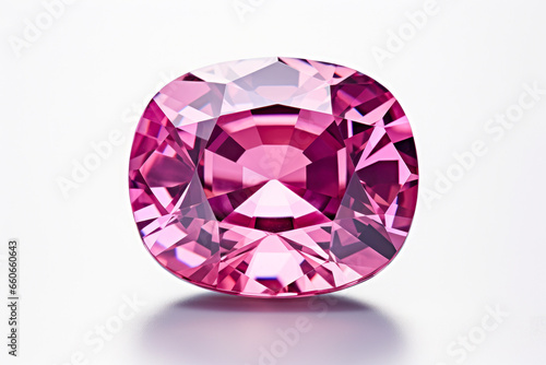 Pink sapphire on white background  high resolution 3D image 