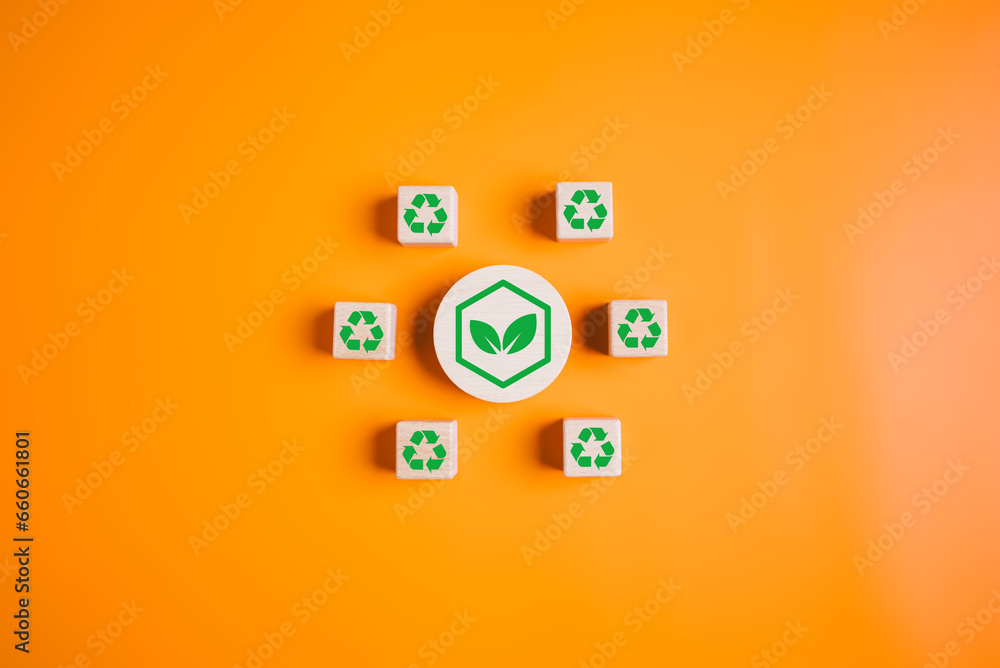 Ecological metaphor for ecological waste management, Recycle icons on ...