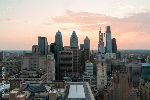 Photos Aerial panoramic cityscape of Philadelphia financial downtown, Pennsylvania, USA