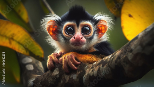 Ateles geoffroy Monkey on a branch, Realistic AI generated Illustration