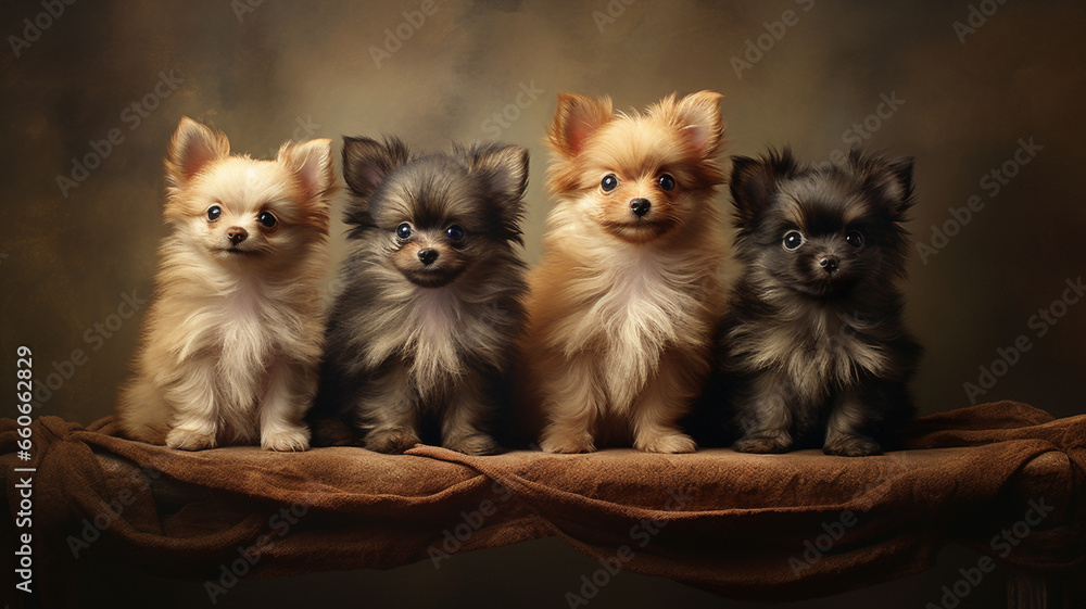 group of three little chihuahua dogs