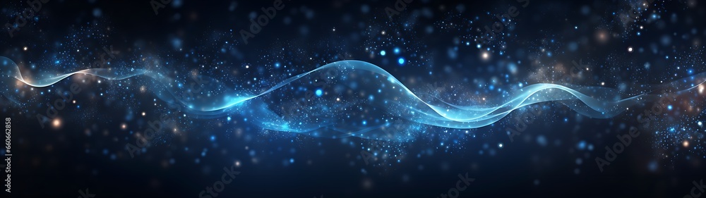 Dark Blue and Glowing Particle Abstract Background with Sparkling Elegance, Web Banner Dark Blue and Glowing Particle Abstract Background with Sparkling Elegance, Web Banner