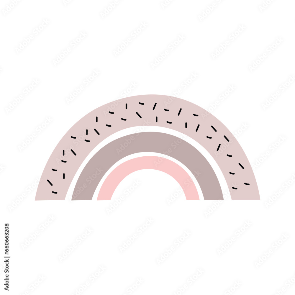 Doodle colorful boho style rainbow. Kids and baby clothing print.