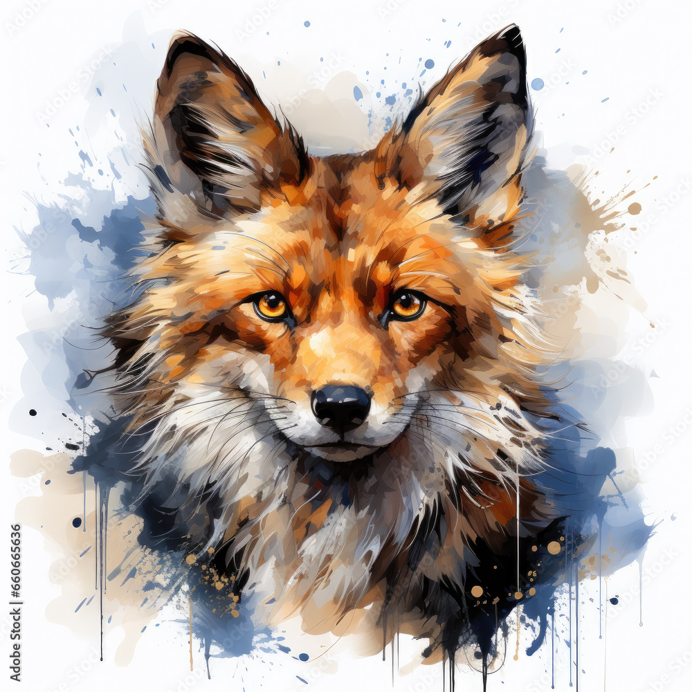 watercolor fox clipart, Generative Ai watercolor fox clipart, Generative Ai