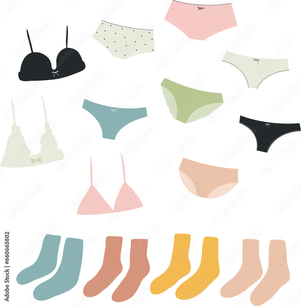Clothes. Set of vector images of underwear