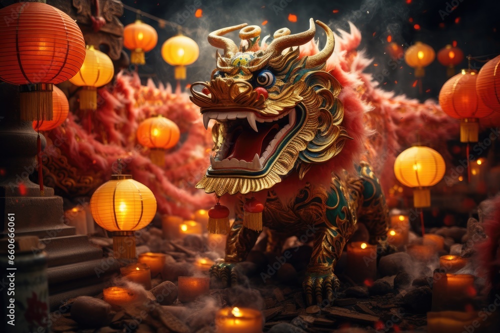 Obraz premium Chinese new year celebration festival with Chinese dragon