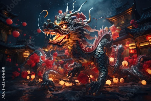 Chinese new year celebration festival with Chinese dragon © Tixel