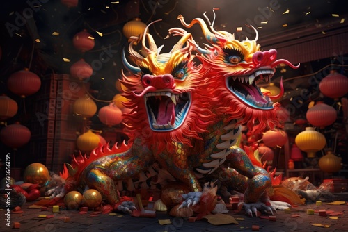 Chinese new year celebration festival with Chinese dragon