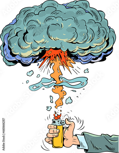 nuclear explosion mushroom Consequences of just one action. High-quality and safe fire-fighting system. Lighter and explosion.