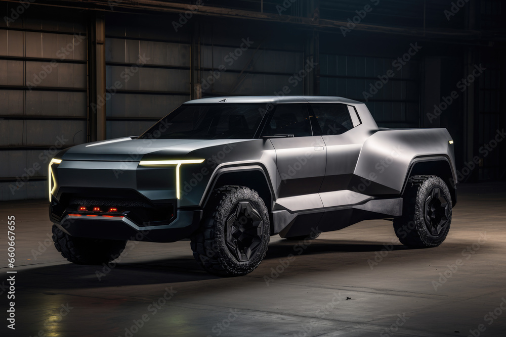 A futuristic pickup truck with a nice design.