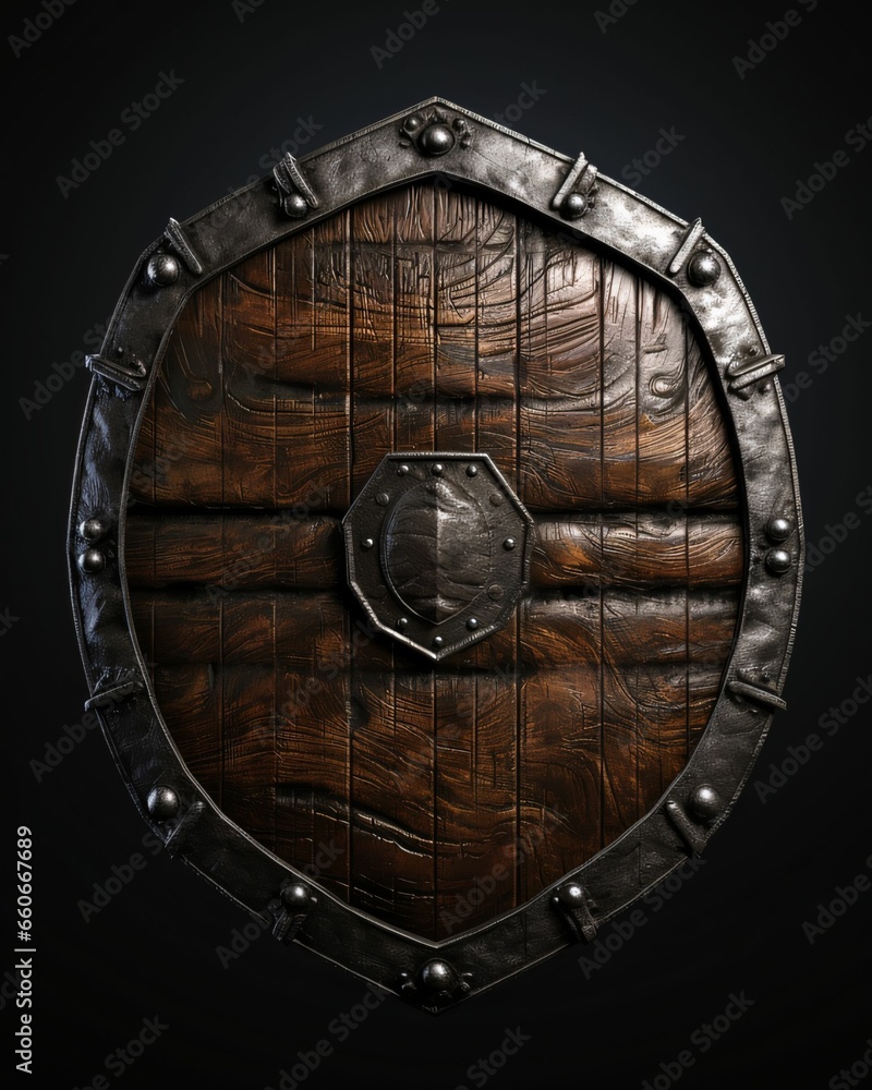 Medieval Wooden Shield with War Torn Mark Medieval Wooden Shield with War Torn Mark