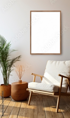 Interior, boho style, with artwork template