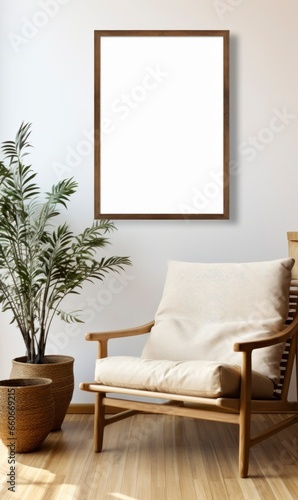 Interior, boho style, with artwork template