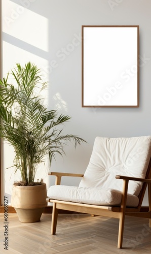 Interior, boho style, with artwork template
