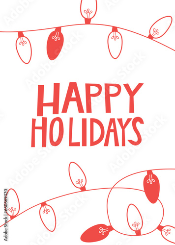 Happy Holidays card. Christmas design.