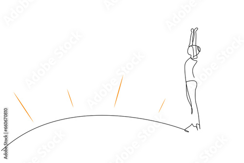 young beautiful healthy woman pilates balance pose sport full body length lifestyle line art design