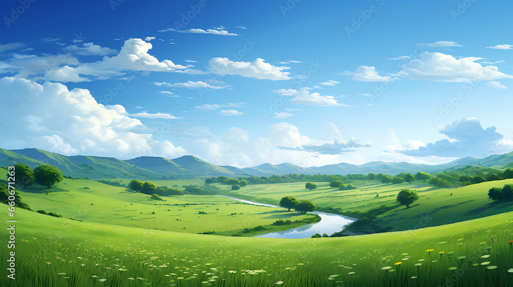 natural scenic panorama green field