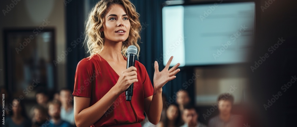 Fototapeta premium Business woman speaking