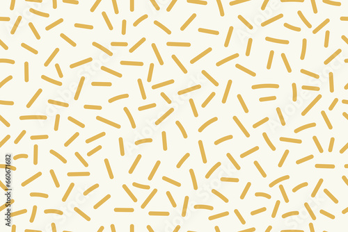 Cute, nice and sweet yellow simple sticks. French fries. Seamless vector pattern for design and decoration. Fashion, style, cooking, handmade, background.