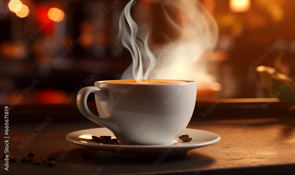 Ceramic mug with a hot drink. Ceramic mug with a hot drink.