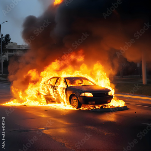 Photo Car being fired from accident