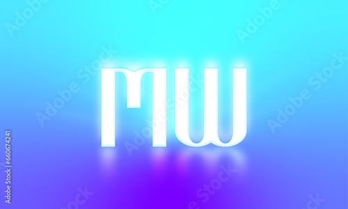 glowing letters initials reflections rays of light turquoise background