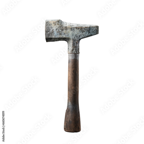 locksmith old hammer with wooden handle, png file of isolated cutout object with shadow on transparent background.