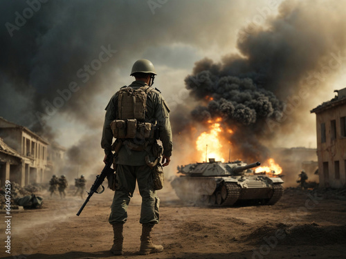 Image of war with soldiers