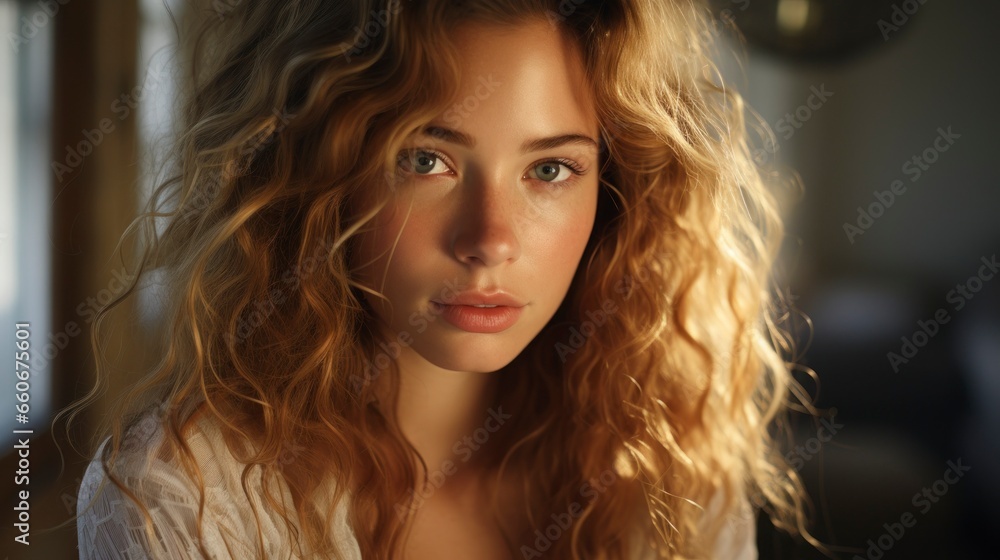 Naklejka premium Closeup young woman
