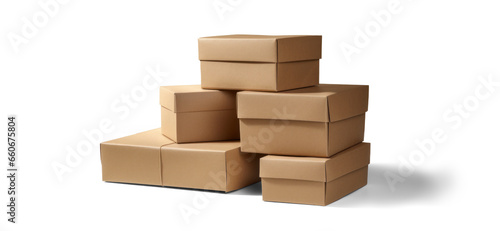 cardboard box warehouse mockup  png file of isolated cutout object with shadow on transparent background.