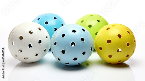 Pickleball balls on white background (ID: 660676854)