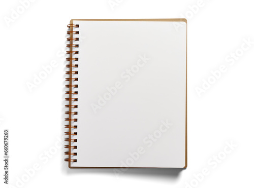 spring notepad front view, png file of isolated cutout object with shadow on transparent background.