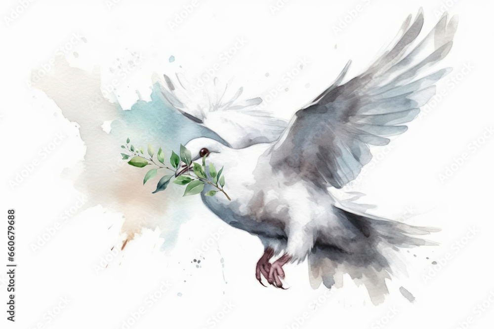 Illustration of a Dove of Peace. Generative AI. - obrazy, fototapety, plakaty 