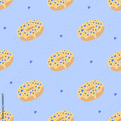 Seamless pattern with glazed donuts
