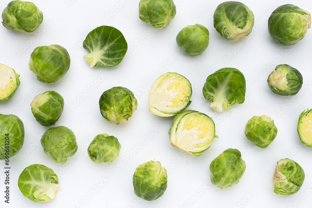 Obraz na płótnie Fresh brussels sprouts. Organic vegetables w salonie