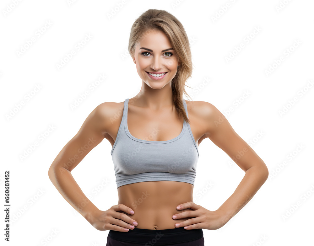 Beautiful athletic girl in fitness uniform, cut out Beautiful athletic girl in fitness uniform, cut out