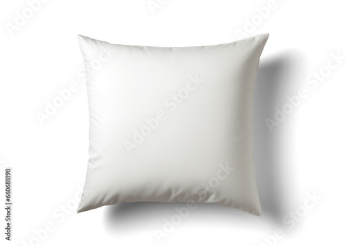 simple white bed pillow, png file of isolated cutout object with shadow on transparent background.