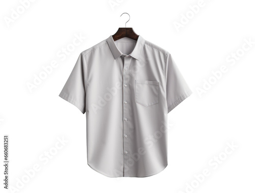 white classic shirt hanging on a hanger, png file of isolated cutout objec on transparent background. photo