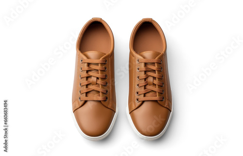 Obraz na płótnie top view brown leather men's shoes, png file of isolated cutout object with shadow on transparent background. w salonie