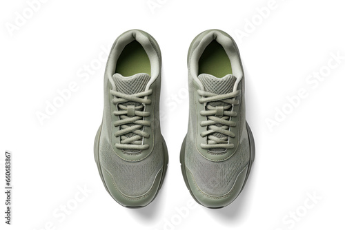 green running sneakers mockup white sneakers mockup, png file of isolated cutout object with shadow on transparent background.