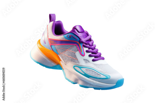 Fototapeta Naklejka Na Ścianę i Meble -  colorful cool running sneakers mockup, png file of isolated cutout object with shadow on transparent background.