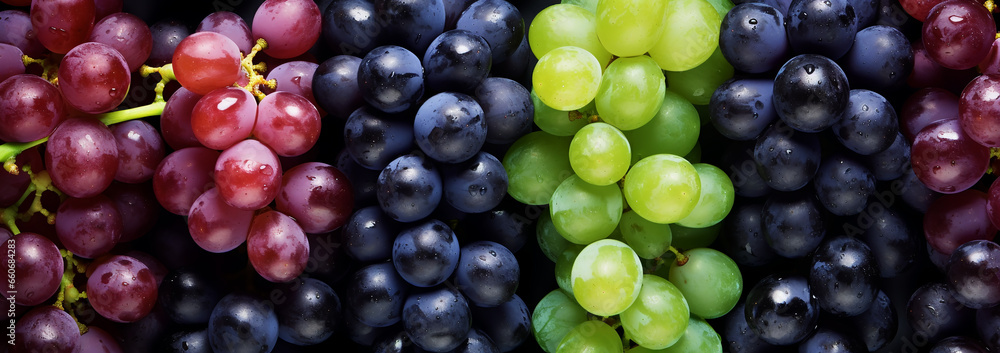Close up of fresh grapes as pattern background, AI Generation - obrazy, fototapety, plakaty 