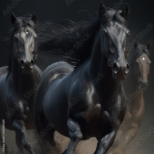 Black horse animal running speed stock image Ai generated art © Rahul